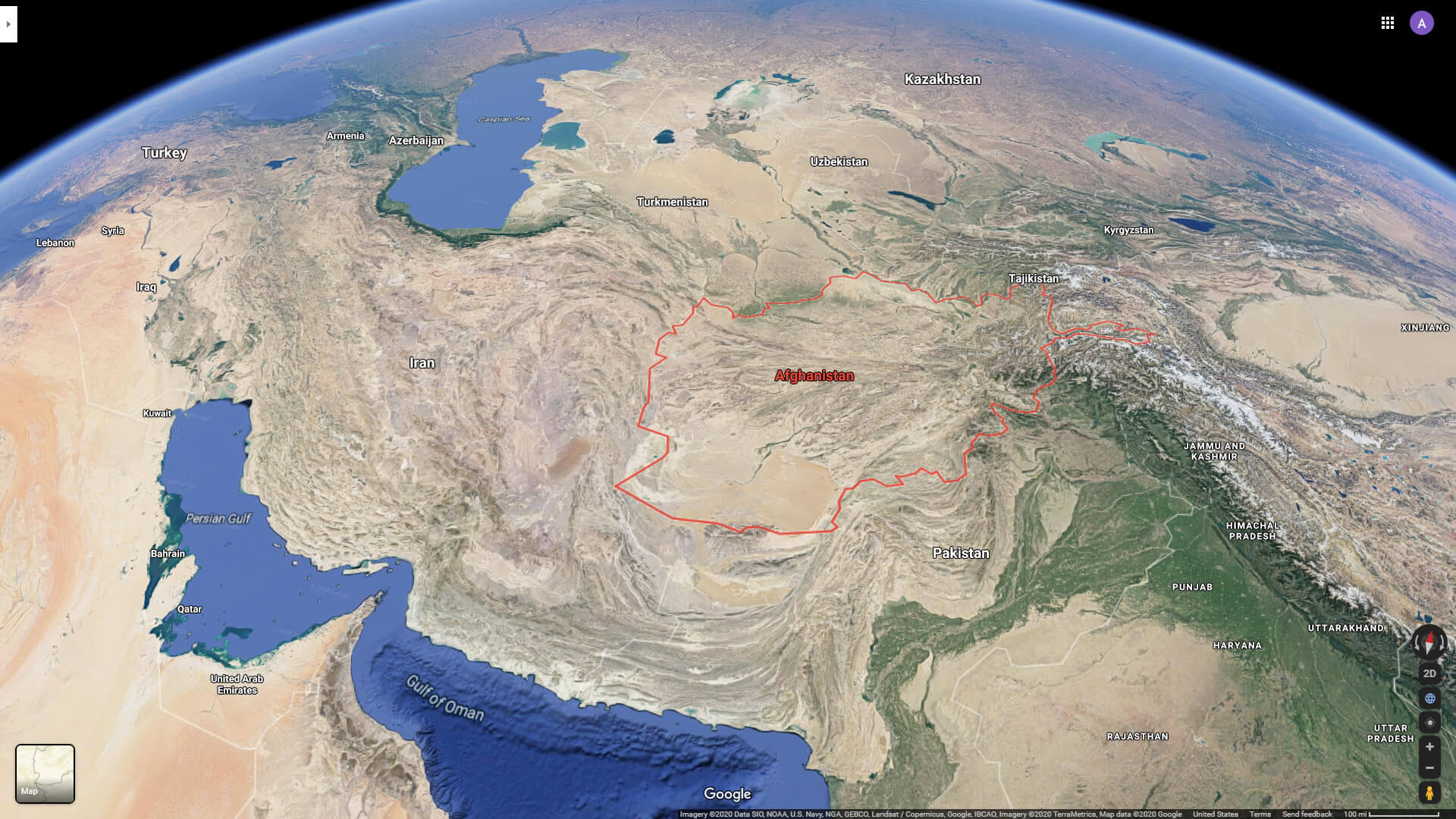 afghanistan satellite aerial view with neighbours